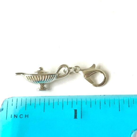 Silver Aladdin Magic Lamp Charm Clip On Zipper Pull Purse Plated Jasmine Nursing - Picture 6 of 7